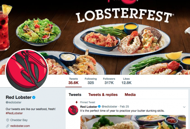 Biografía de Twitter de Red Lobster
