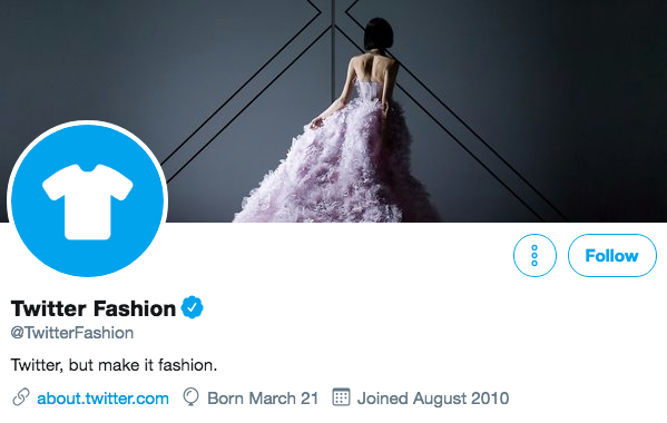 Biografía de Twitter para Twitter Fashion