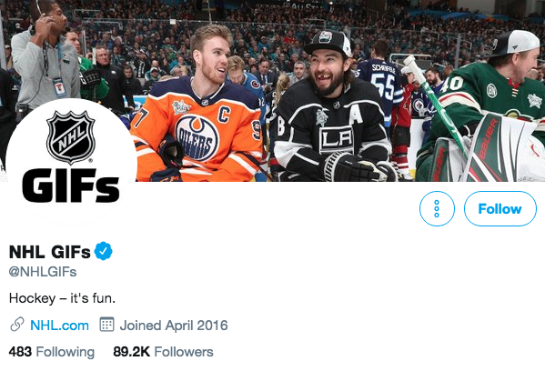 Biografía de Twitter para los GIF de la NHL