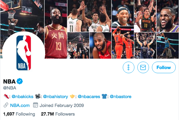 Biografía de Twitter de la NBA