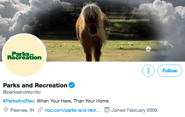 Biografía de Twitter para parques y recreación