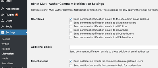 Configuración de notificación de comentarios de varios autores