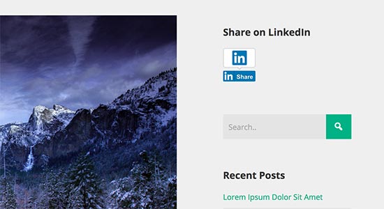 Botón para compartir de LinkedIn en la barra lateral