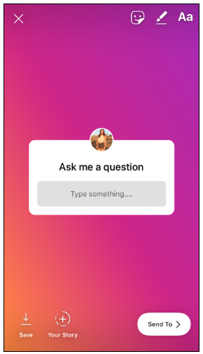Captura de pantalla de la etiqueta de preguntas de Instagram