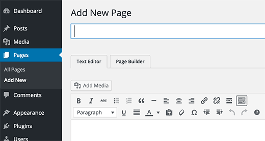 Agregar nueva página con el constructor de páginas
