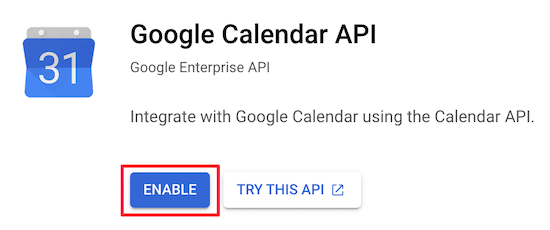 Habilitar la API de Google Calendar