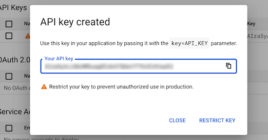 Copiar clave API