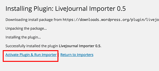 Activar y ejecutar el importador de LiveJournal