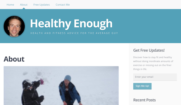 La página Acerca de de mi blog más reciente, Healthy Enough.
