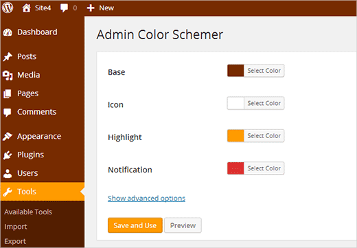 Creación de sus propios esquemas de color de administrador personalizados