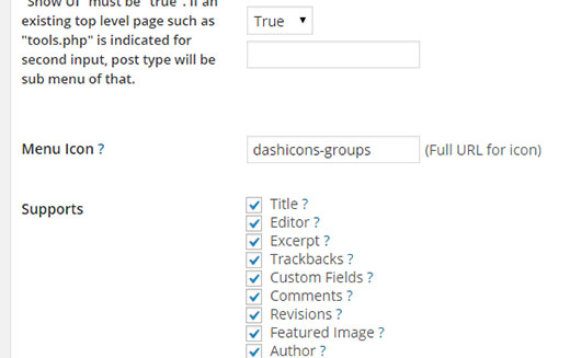 Agregar ícono de fuente en el complemento de interfaz de usuario de tipo de publicación personalizada