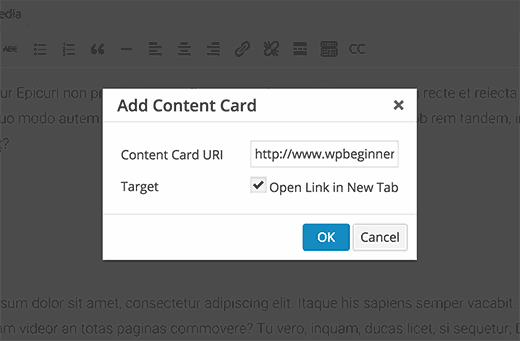 Agregar una tarjeta de contenido en el editor de publicaciones