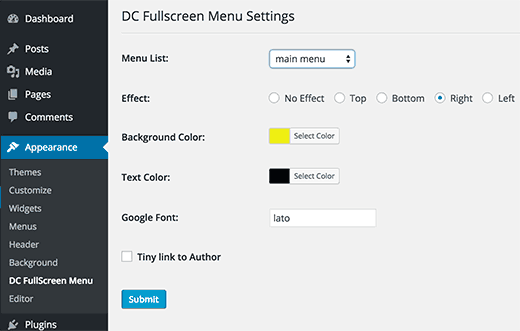 Como agregar un menu receptivo de pantalla completa en WordPress