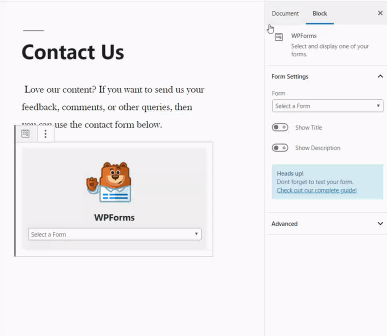 Agregar formulario de contacto a la página de WordPress con WPForms