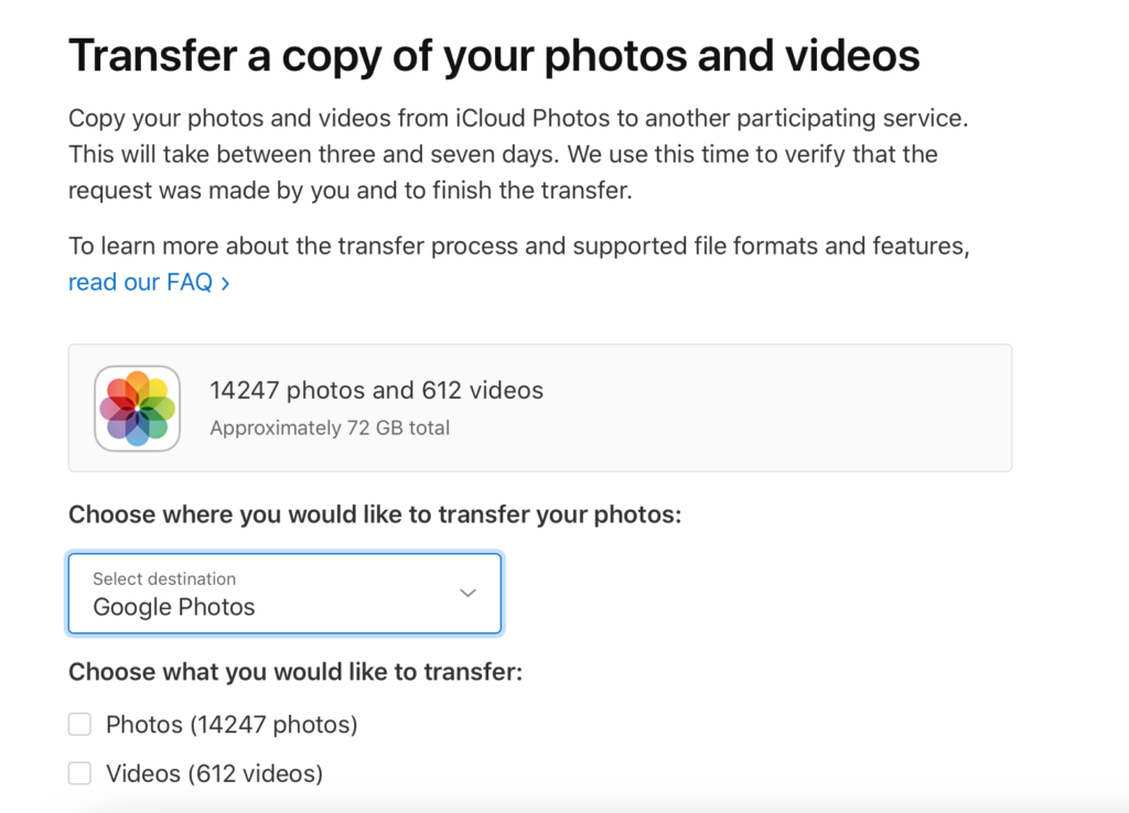 Transferir fotos de Apple a Google