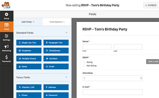 Creando un formulario RSVP con WPForms