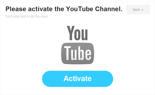 Activar el canal de YouTube para continuar