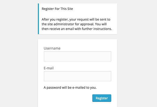 Pantalla de registro de usuario que informa a los usuarios sobre la moderación