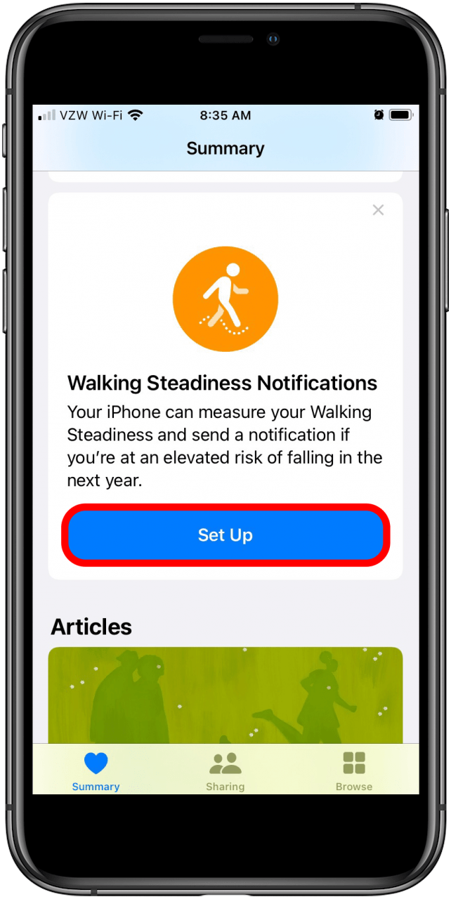 Aplicación de salud para iPhone Walking Steadiness Score iOS 15
