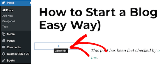 Haga clic para agregar un bloque de código corto