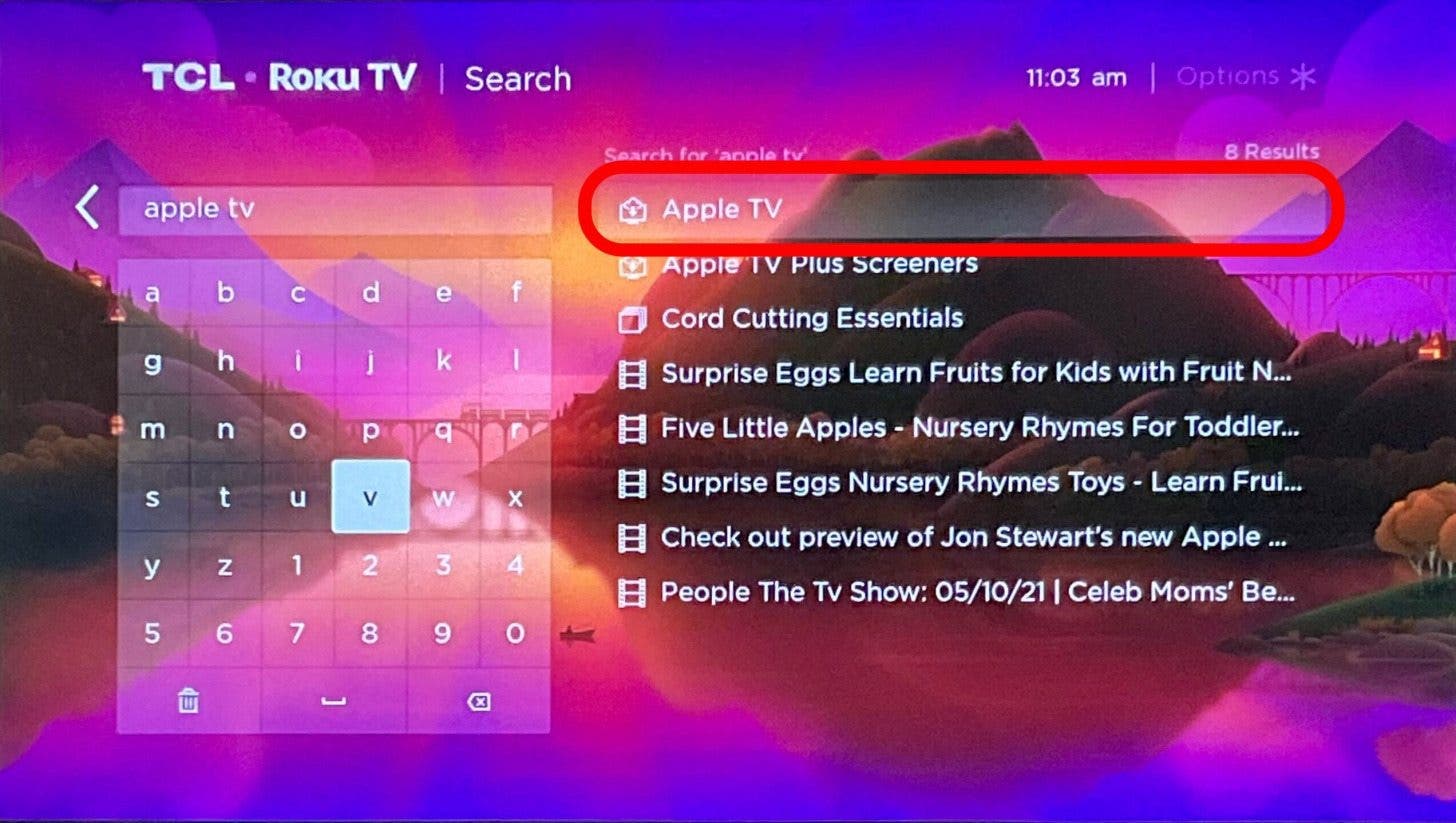 Desplácese hacia abajo y seleccione Buscar: ¿puede obtener apple tv en roku?