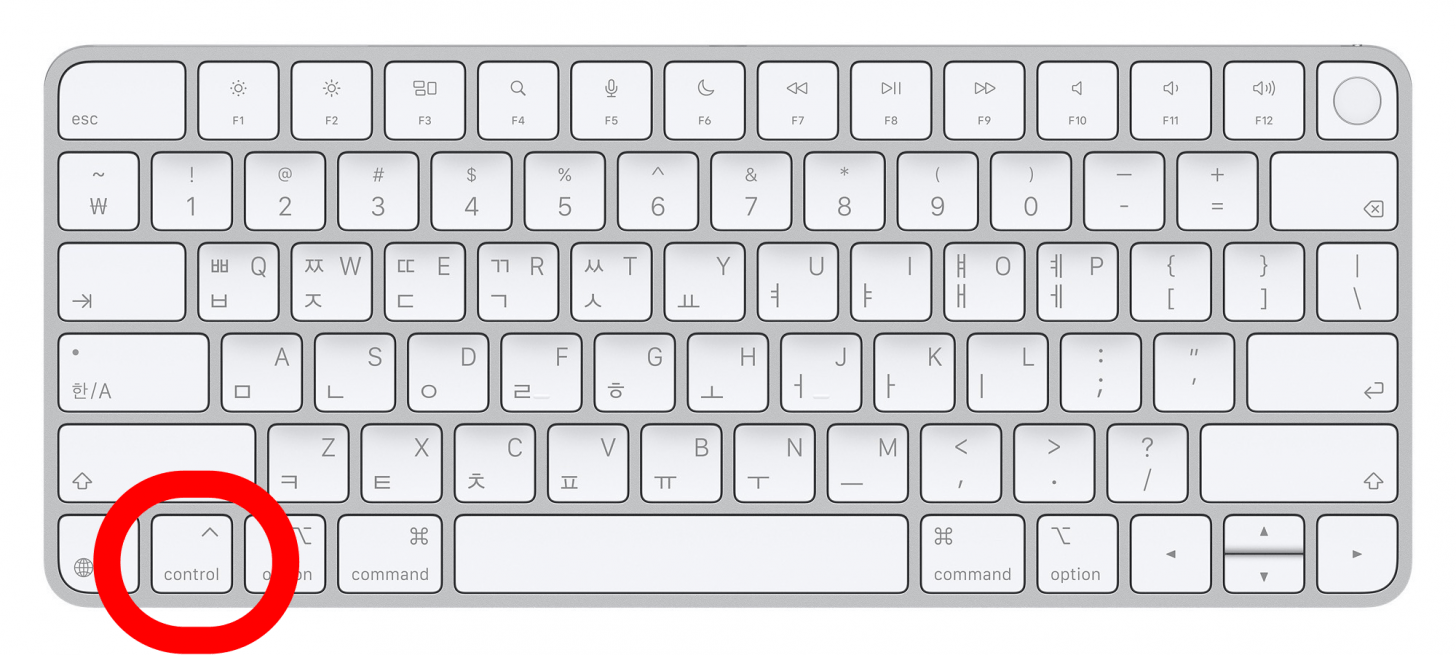 tecla de control en el teclado mac