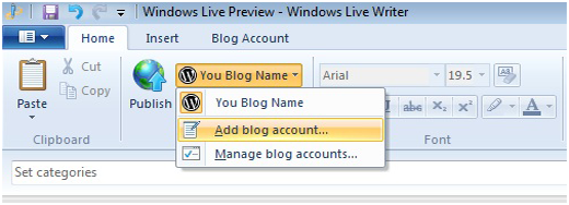Agregar un nuevo blog de WordPress a Windows Live Writer
