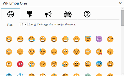 Ventana emergente de iconos de emoji