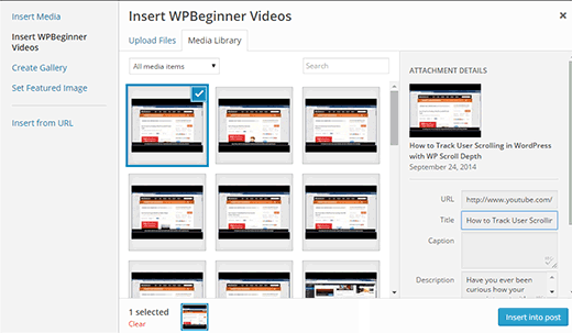 Insertar un video de un canal de YouTube remoto en WordPress