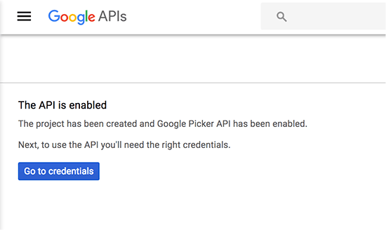 La API del selector está habilitada
