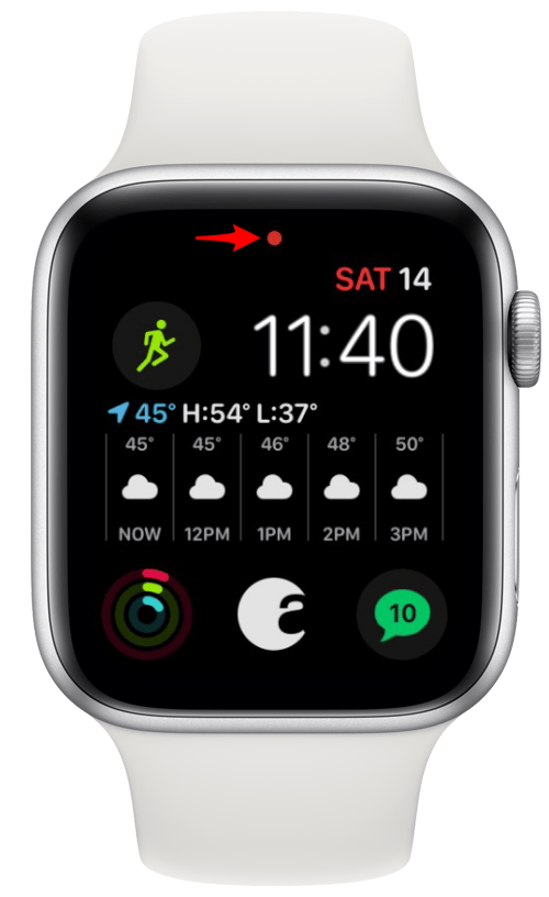 Icono de punto rojo en Apple Watch