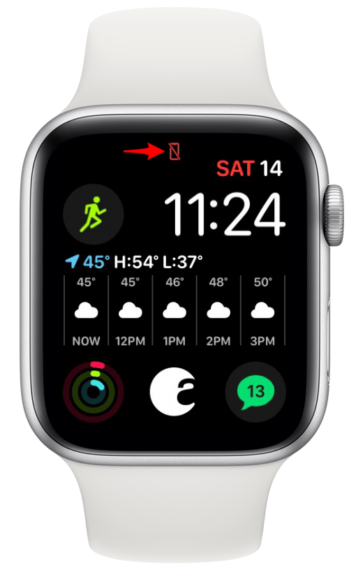 Icono de rectángulo rojo con una línea que lo atraviesa en Apple Watch