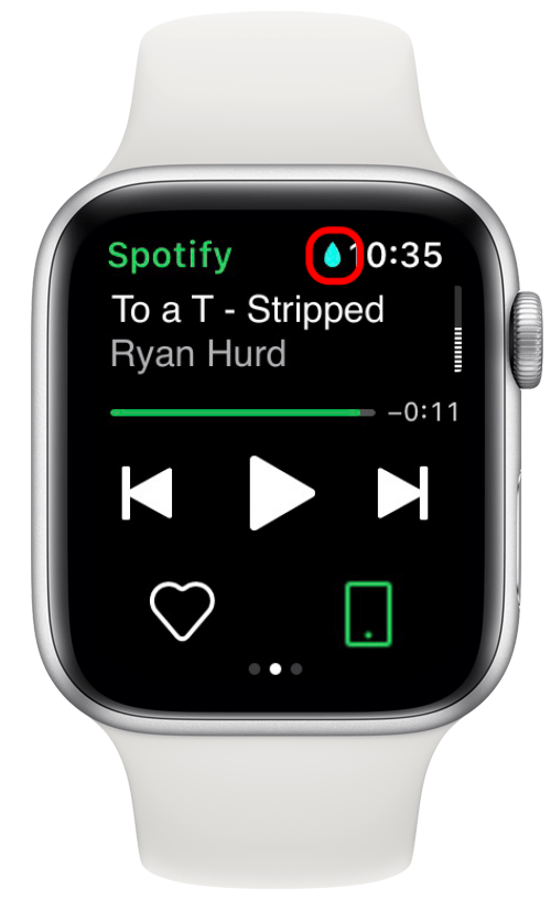 icono de gota de agua azul en Apple Watch