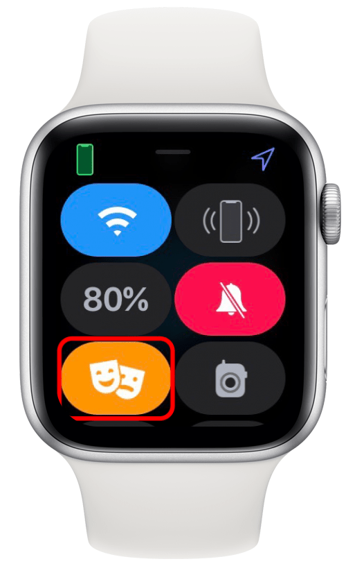 Icono de dos máscaras naranjas en Apple Watch