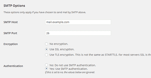 Configuración SMTP de correo WP
