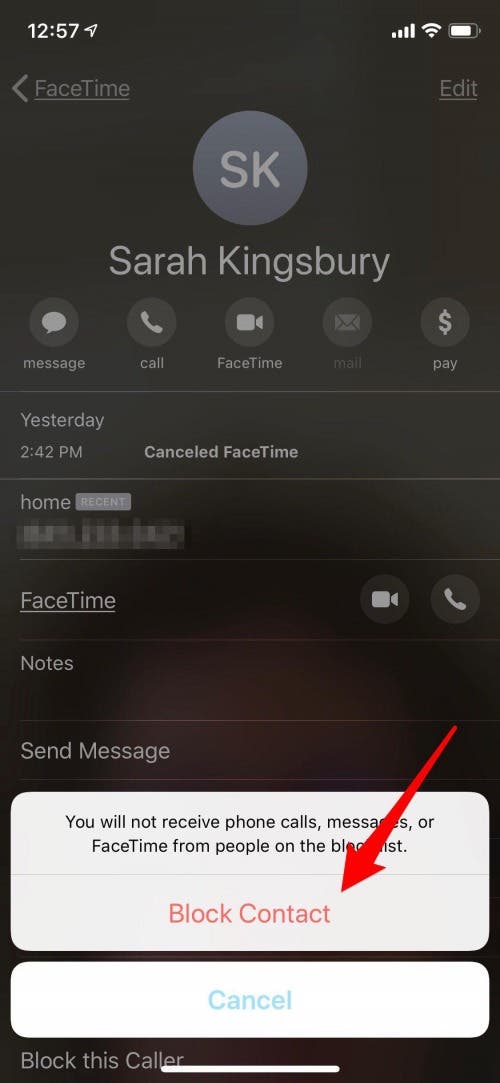 cómo bloquear un número de llamadas de facetime en iphone