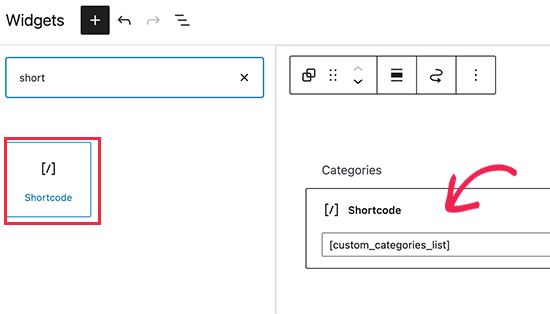 Usando shortcode para mostrar una lista personalizada de categorías