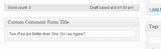 Agregue un título de formulario de comentarios personalizado para publicaciones individuales