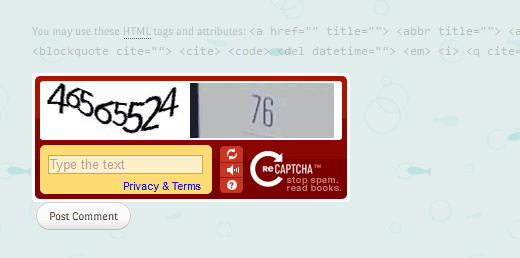 Verificación clásica de reCAPTCHA