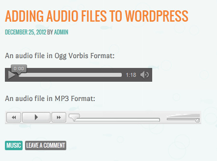 Archivos de audio MP3 y Ogg incrustados en WordPress