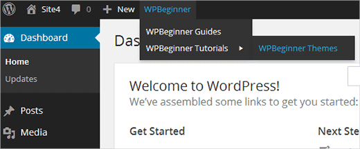 Agregar un menú o grupo de enlaces personalizados en la barra de herramientas de WordPress