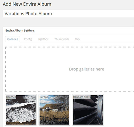 Agregar nuevos álbumes en Envira