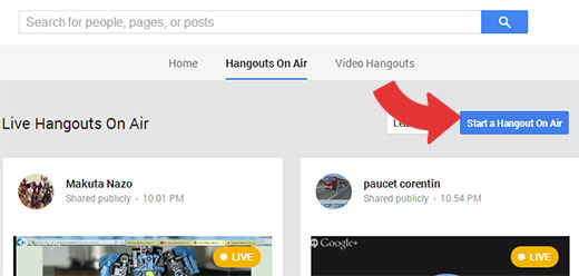 Iniciar un Hangout en vivo de Google+ 