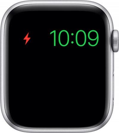 Icono de rayo rojo en Apple Watch
