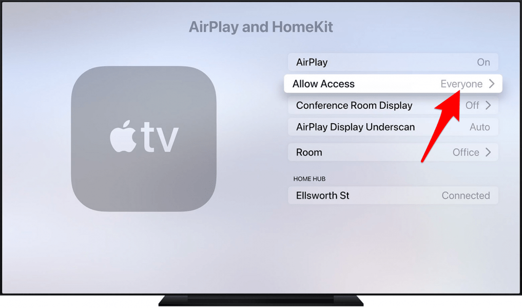 Foto del soporte de Apple: configuración de Apple TV AirPlay