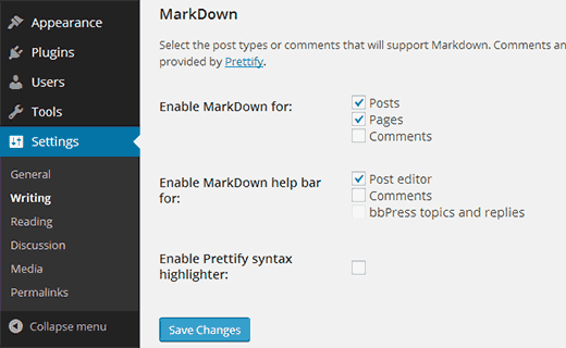 Habilite Markdown para publicaciones, páginas y comentarios de WordPress