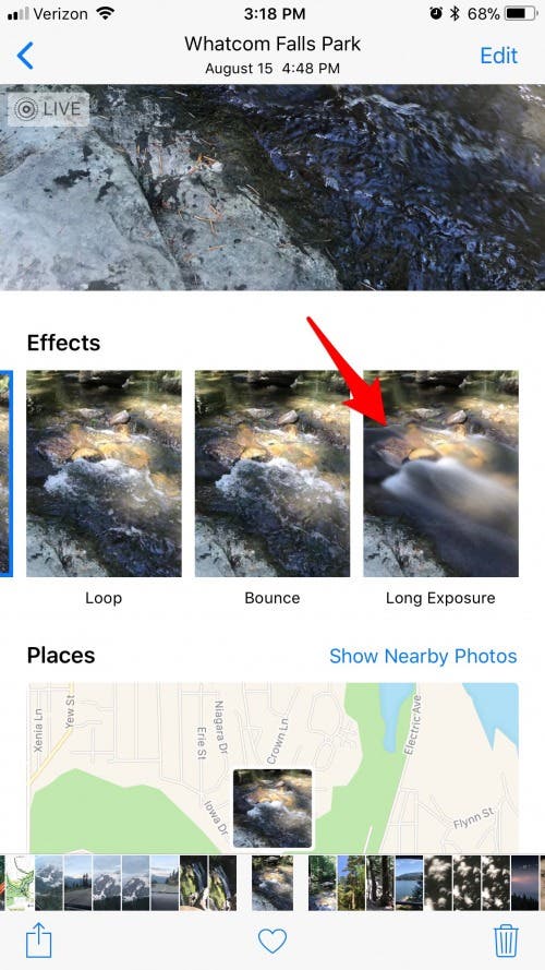 Cómo usar el efecto de exposición prolongada de Live Photo con iOS 11 en iPhone