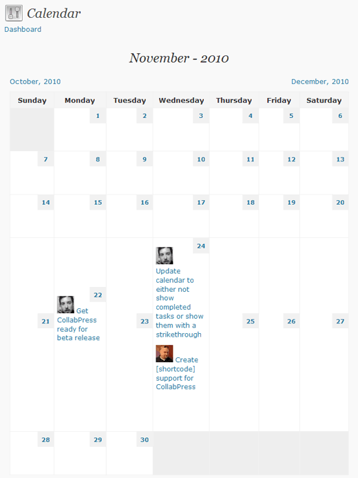 CollabPress Calendario