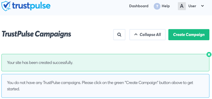 Haga clic en el botón 'Crear campaña'