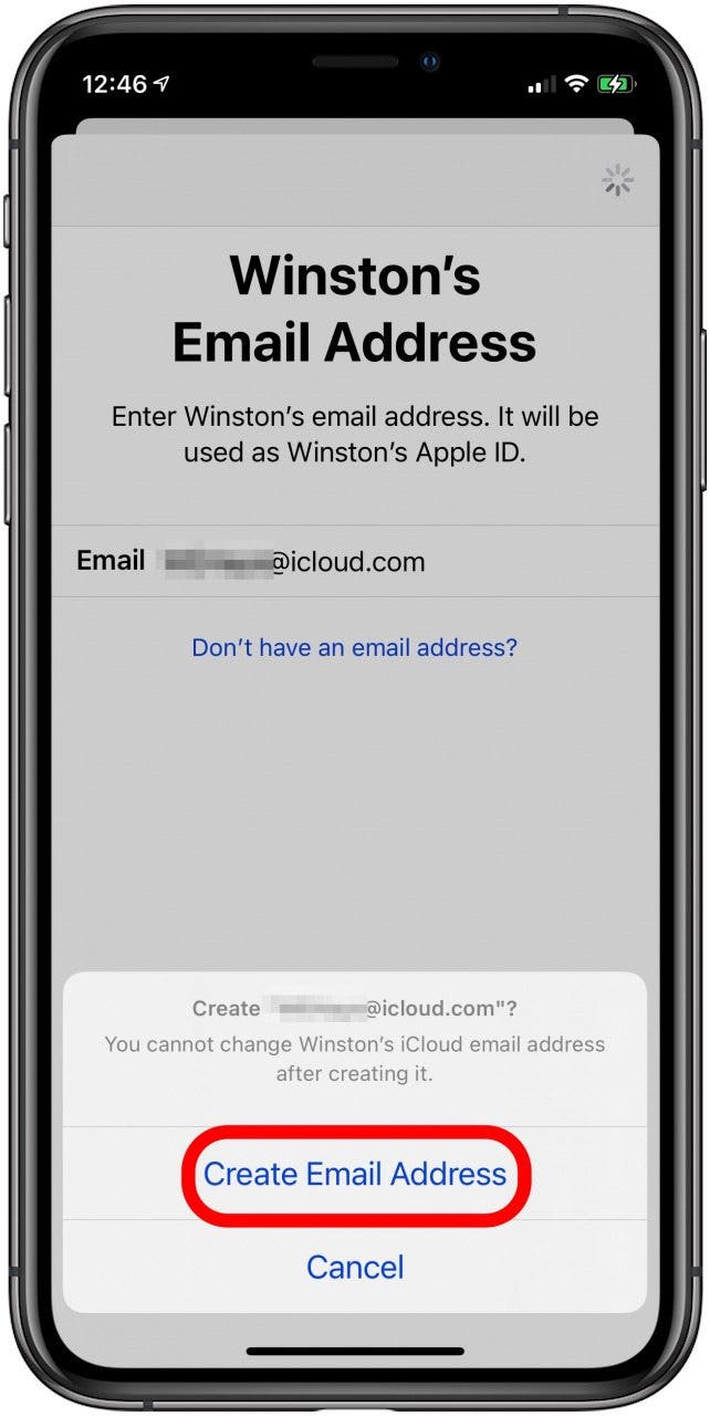 crear dirección de correo electrónico de identificación de Apple